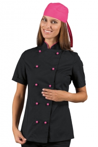 Foto Giacca Lady Chef bottoni antipanico  Nero+fuxia